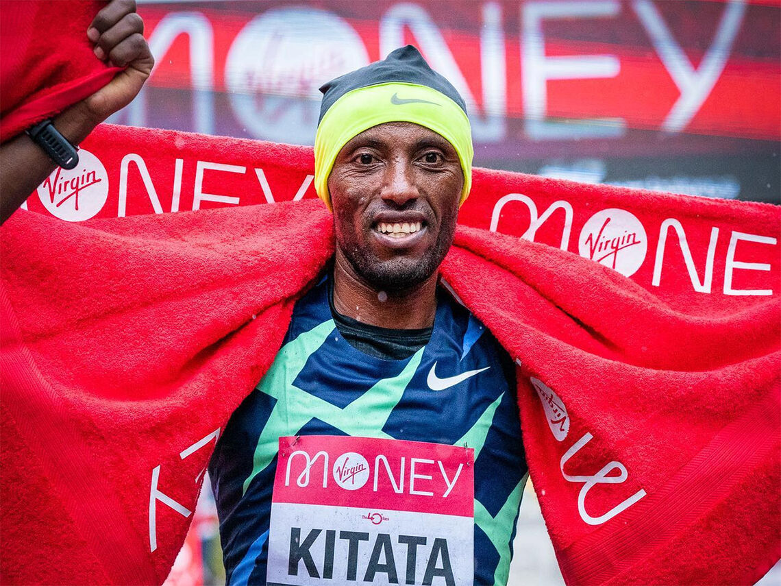 Etiopiske Shura Kitata vant London Marathon på ei overraskende svak vinnertid - 2.05.41. (Foto: arrangøren) 