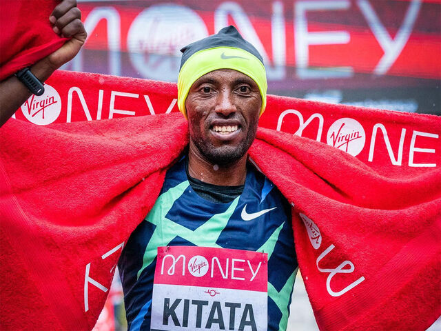 Etiopiske Shura Kitata vant London Marathon på ei overraskende svak vinnertid - 2.05.41. (Foto: arrangøren)