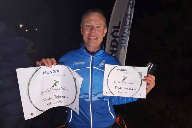 Frode Johansen fra BFG Bergen Løpeklubb ble vinner av Brekkeløypa Ultra med knappest mulig margin. (Foto: BFG Bergen Facebookside)