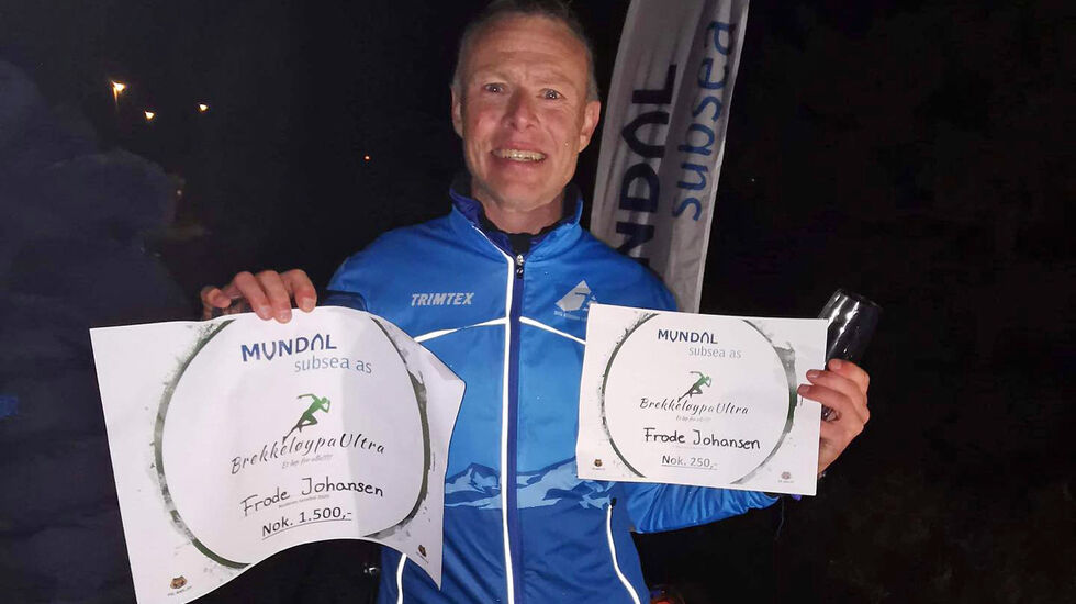 Frode Johansen fra BFG Bergen Løpeklubb ble vinner av Brekkeløypa Ultra med knappest mulig margin. (Foto: BFG Bergen Facebookside)