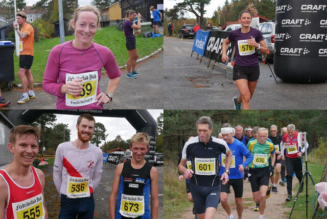 Det var 179 fullførende i den 47. utgaven av Fredrikstadmarka Rundt. Vinner av kvinneklassen ble Camilla Solberg Vethe (øverst til venstre), mens Magnus Erstad (nede til venstre, midten) vant herreklassen. (Alle foto: Rolf B. Gundersen)