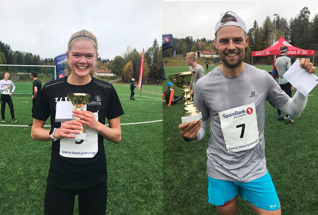 Mariann Roe og Tobias Dahl Fenre var raskest i den lengste utgaven av Gulsetløpet. (Foto: arrangøren)