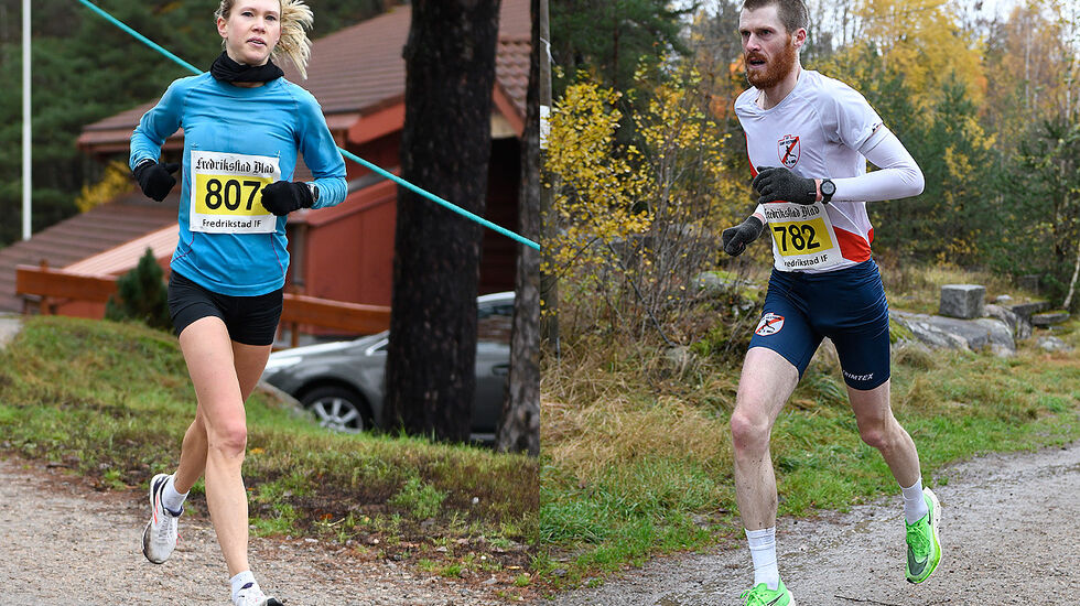 Anette Hauge og Magnus Erstad vant den 20. utgaven av Fredrikstad Maraton. (Alle foto: Bjørn Johannessen)