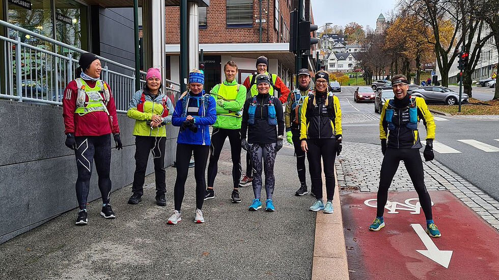 Klar til start i Drammen for å løpe til Sandvika (Alle foto: arrangøren)