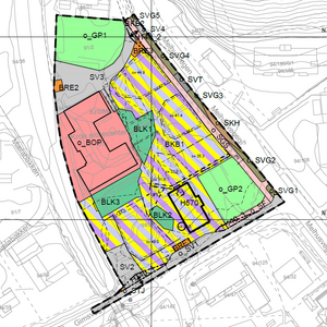 Utsnitt av plankart for reguleringsplan Bankkvartalet