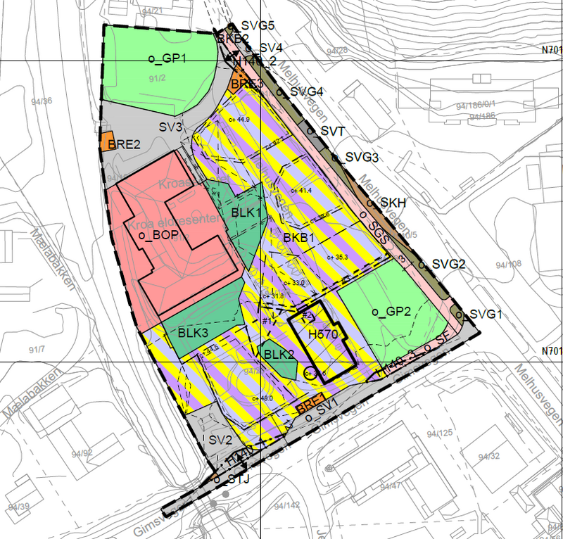 Utsnitt av plankart for reguleringsplan Bankkvartalet