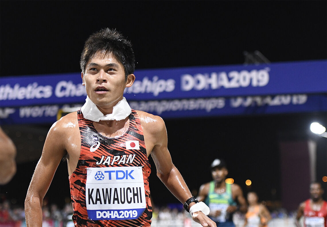 Yuki Kawauchi konkurrerer ofte og med svært gode resultater. Han har vunnet Boston Marathon og har en niendeplass fra VM i London i 2017. Her ser vi han under VM i Doha der han måtte nøye seg med en 29. plass. (Foto: Bjørn Johannessen)