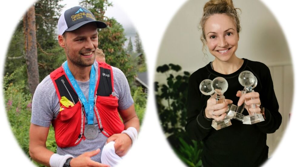 Årets Ultraløper 2020, Tobias Dahl Fenre og Therese Falk. (Foto: Bjørn Hauge og privat)