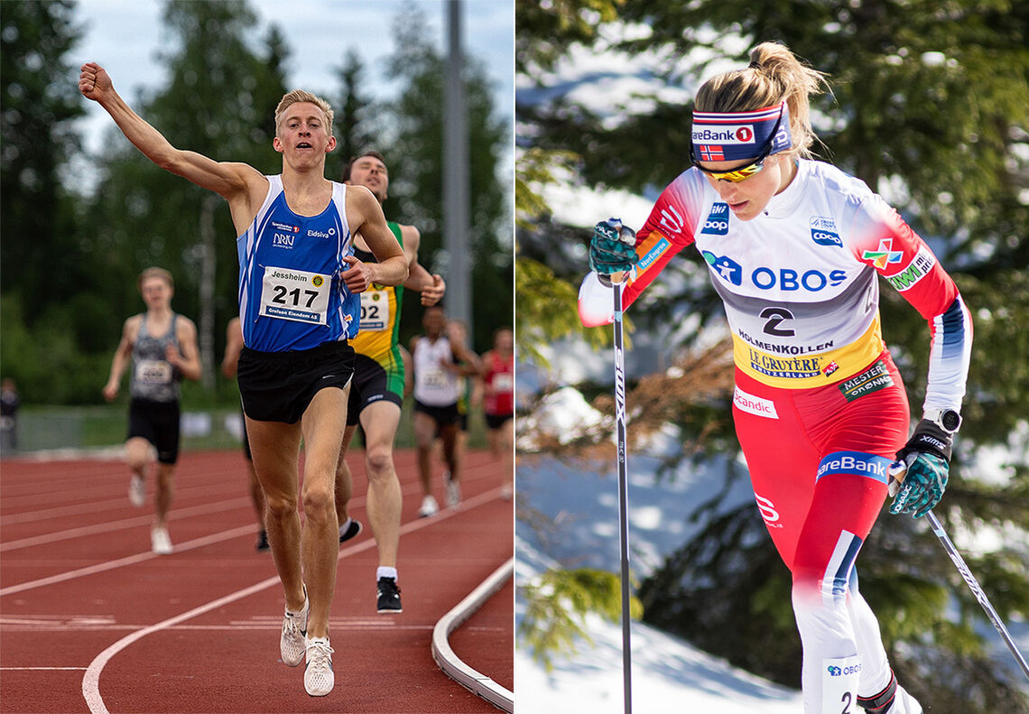 De har hver sin hovedidrett, men både Even Brøndbo Dahl og Therese Johaug holder høyt nivå også i bi-idretten. (Foto: Samuel Hafsahl og Sylvain Cavatz)