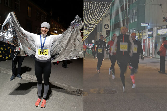 Yngvild Kaspersen kunne juble over å ha satt ny løyperekord i Polar Night Half Marathon. (Foto: Christian Prestegård)