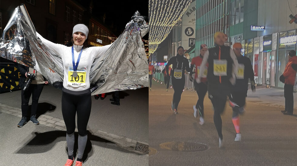 Yngvild Kaspersen kunne juble over å ha satt ny løyperekord i Polar Night Half Marathon. (Foto: Christian Prestegård)