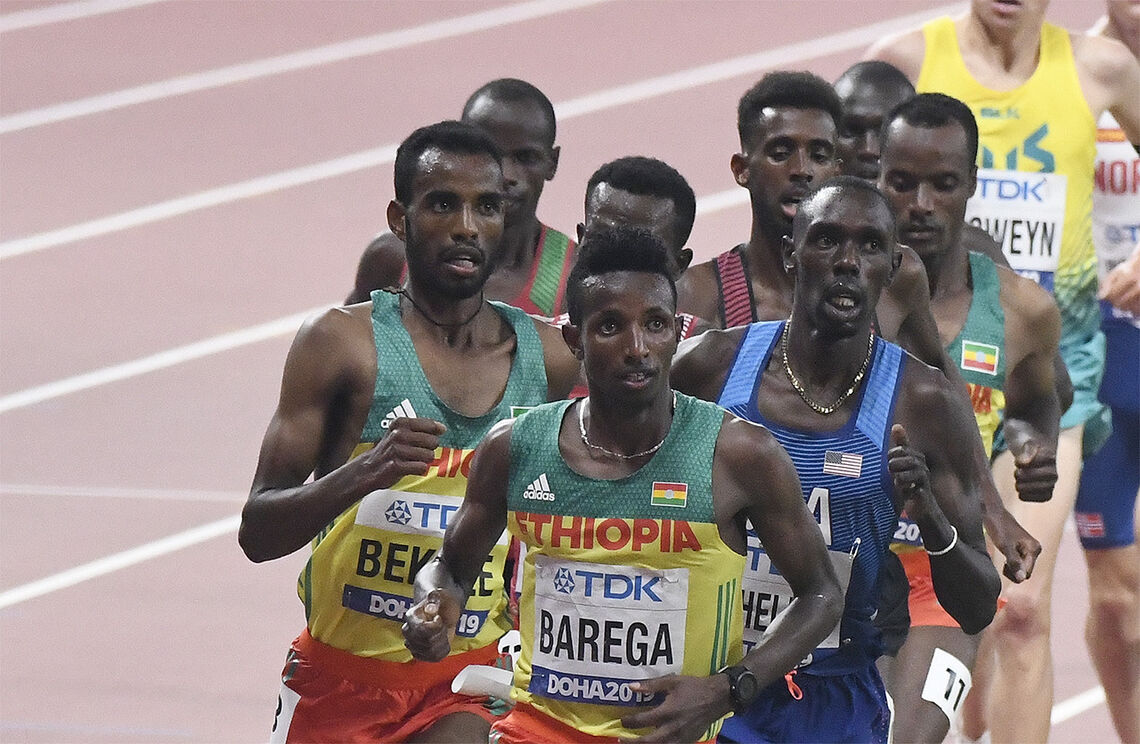 Selemon Barega var en av fire etiopiske vinnere, og Baregas seier kom på 1500 m. (Arkivfoto: Bjørn Johannessen)