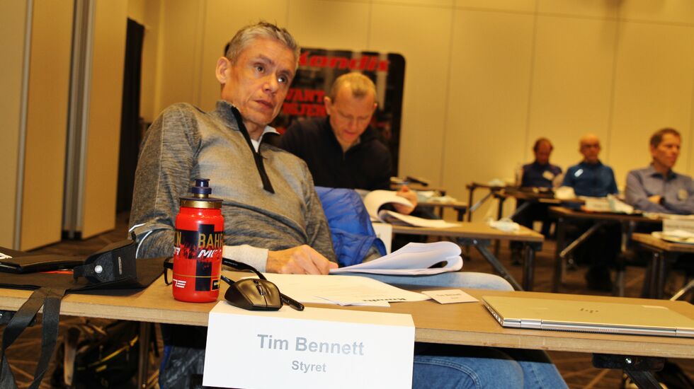 Tim Bennett på Kondis sitt landsmøtet ved Gardermoen, gjenvalgt som president for to nye år. (Foto: Olav Engen)