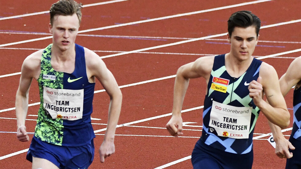 Narve Gilje Nordås (til venstre) og Jakob Ingebrigtsen løper for samme team og samme land. I EM imponerte de begge. (Arkivfoto: Bjørn Johannessen) 
