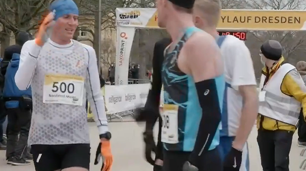 En middels fornøyd Sondre Norstad Moen etter løpet i Dresden (Skjermdump fra streaming)