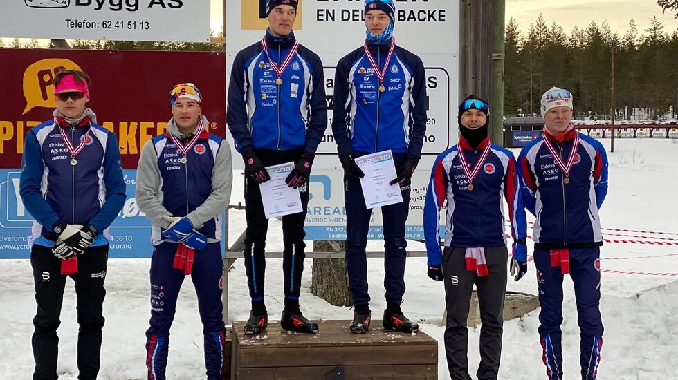 Hernes IL på topp i menn junior  på Varden foran to lag fra Hamar Skiklubb.  (Foto fra KM's facebookside) 
