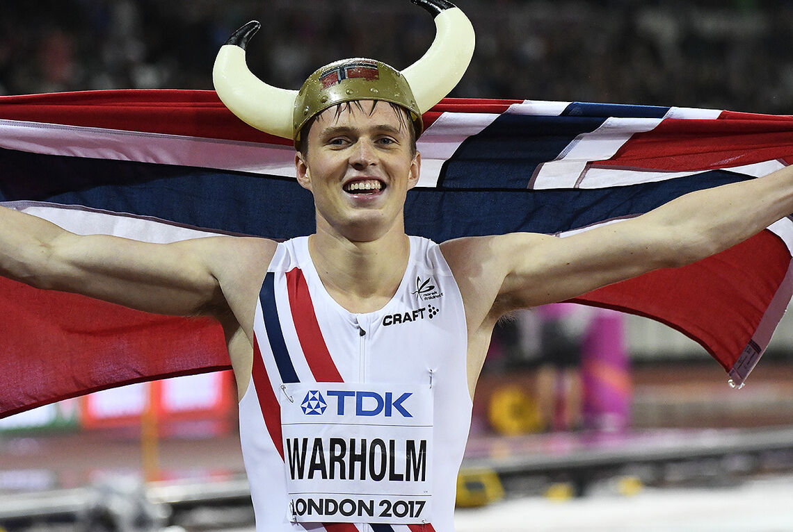 Karsten Warholm har tatt to VM-gull på 400 m hekk: I London 2017 og Doha 2019. Nå mangler bare OL-gullet - som han forhåpentligvis får muligheten til å kjempe om i år. (Foto: Bjørn Johannessen)