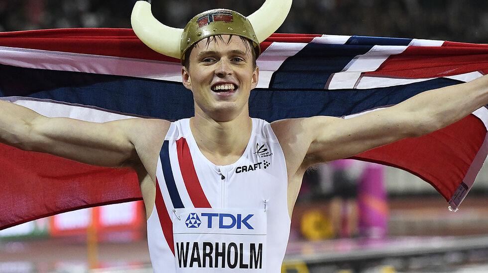 Karsten Warholm har tatt to VM-gull på 400 m hekk: I London 2017 og Doha 2019. Nå mangler bare OL-gullet - som han forhåpentligvis får muligheten til å kjempe om i år. (Foto: Bjørn Johannessen)