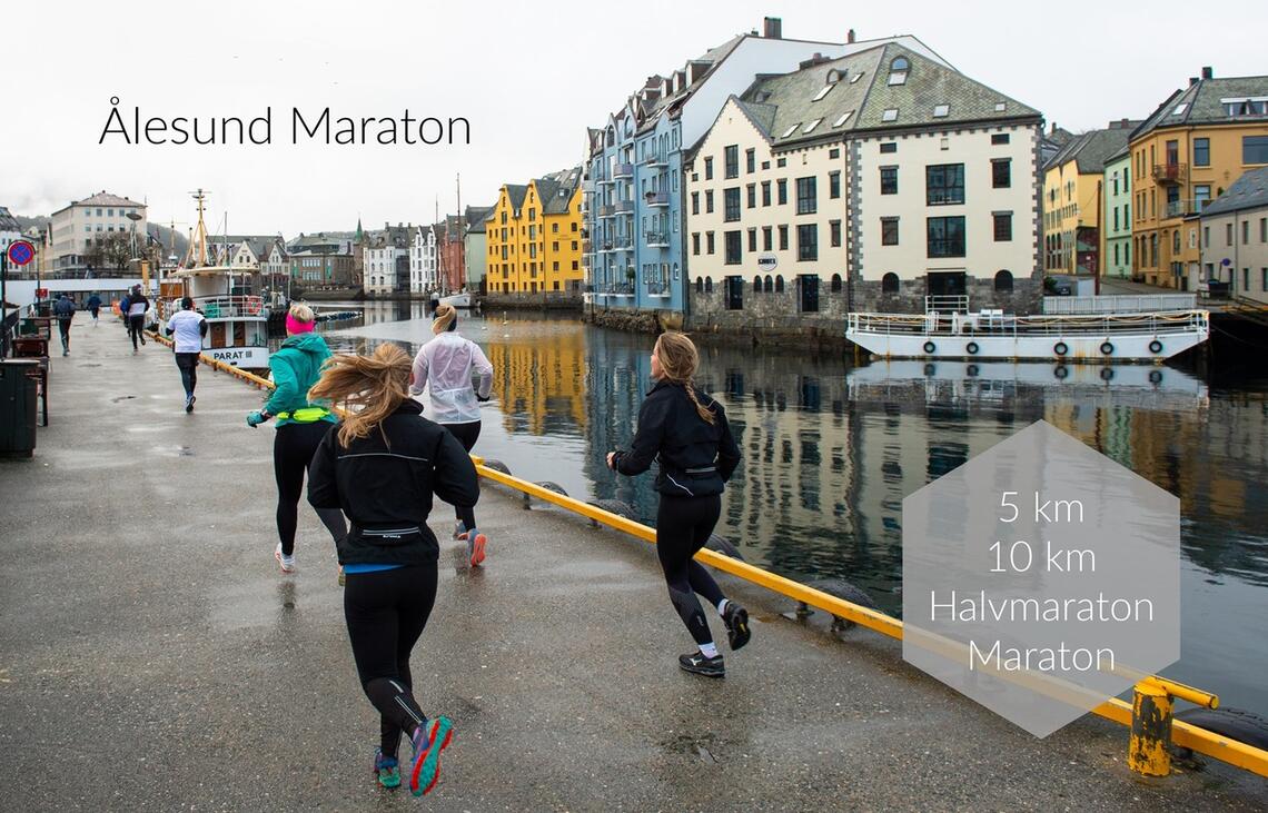 Traséen i Ålesund Maraton går bl.a. langs sjøkanten med utsyn til Brosundet. Foto: Arrangør