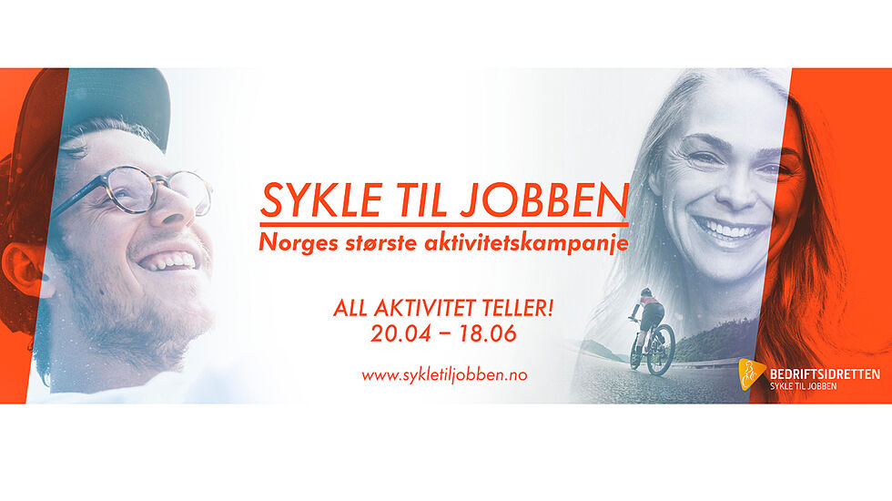 Sykle-til-jobben-aksjonen er nå mye mer enn hva navnet sier: det er nå en allsidig aktivitetskampanje med mange forskjellige utfordringer med trekning av premier. (Illustrasjon fra Sykle-til-jobben)