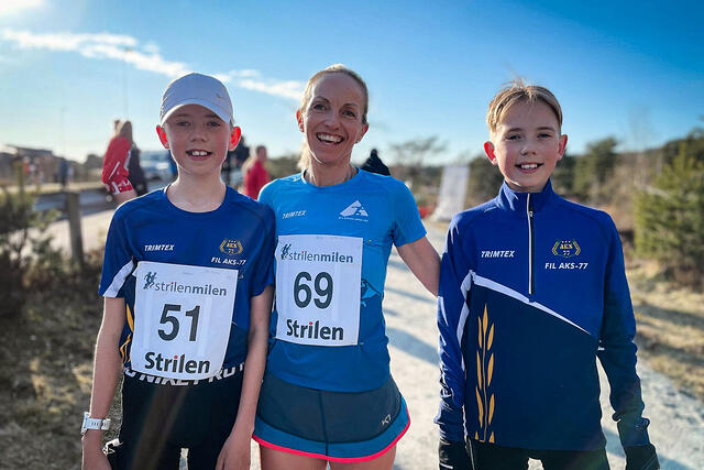 Anita Iversen Lilleskare var aller raskest rundt Brekkeløypa i Knarvik. Sønnene Andreas og Jonas gjorde det også svært bra. (Alle foto: Anders Totland/Bygdanytt)