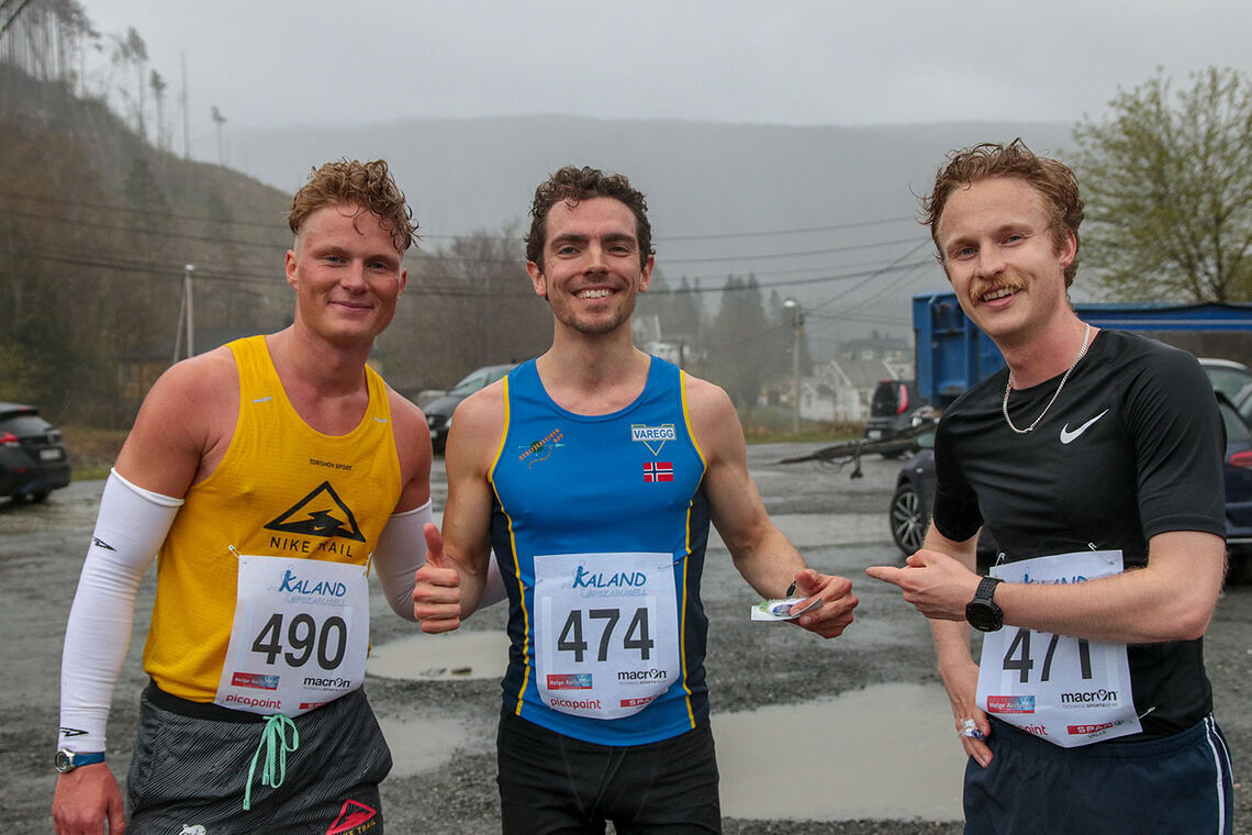 De tre raskeste menn på 10 kilometer: Sondre Øvre-Helland, Tage Morken Augustson og Jonas Gjesdal. (Alle foto: Arne Dag Myking)