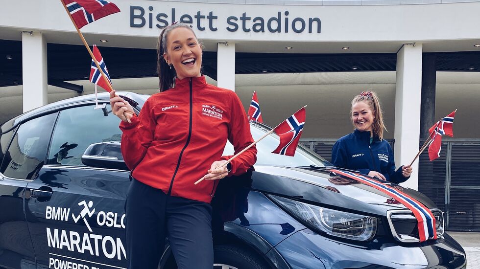 Bodil Støylen og Emilie Kjustad Hauer fra Oslo Maraton løp Jordbærmila. (Foto: Privat)
