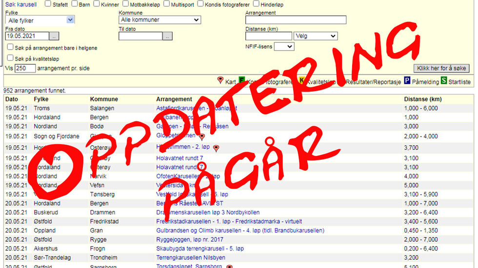 Kondis sin terminliste er for øyeblikket stengt. Oppdatering pågår og ny terminliste lanseres.