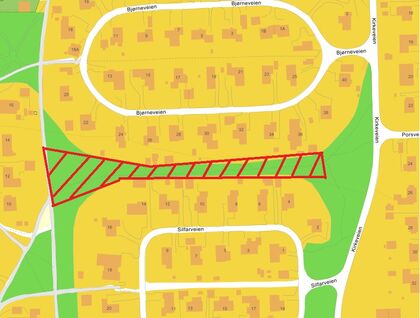 Illustrasjonskart av anleggsområdet Bjørneveien-Silfarveien