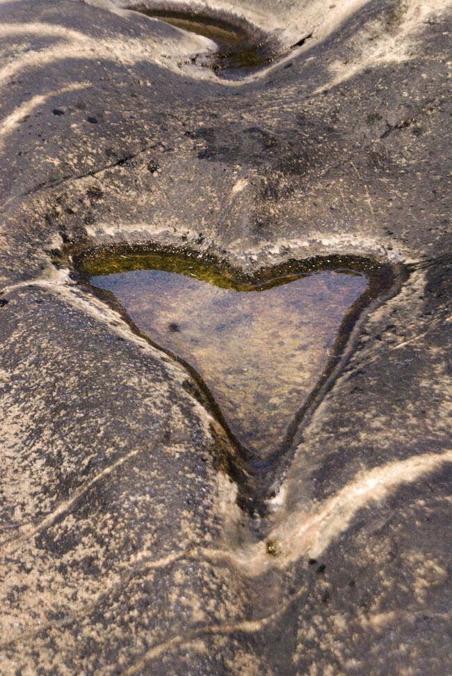 Hjerte i stein med vann i.