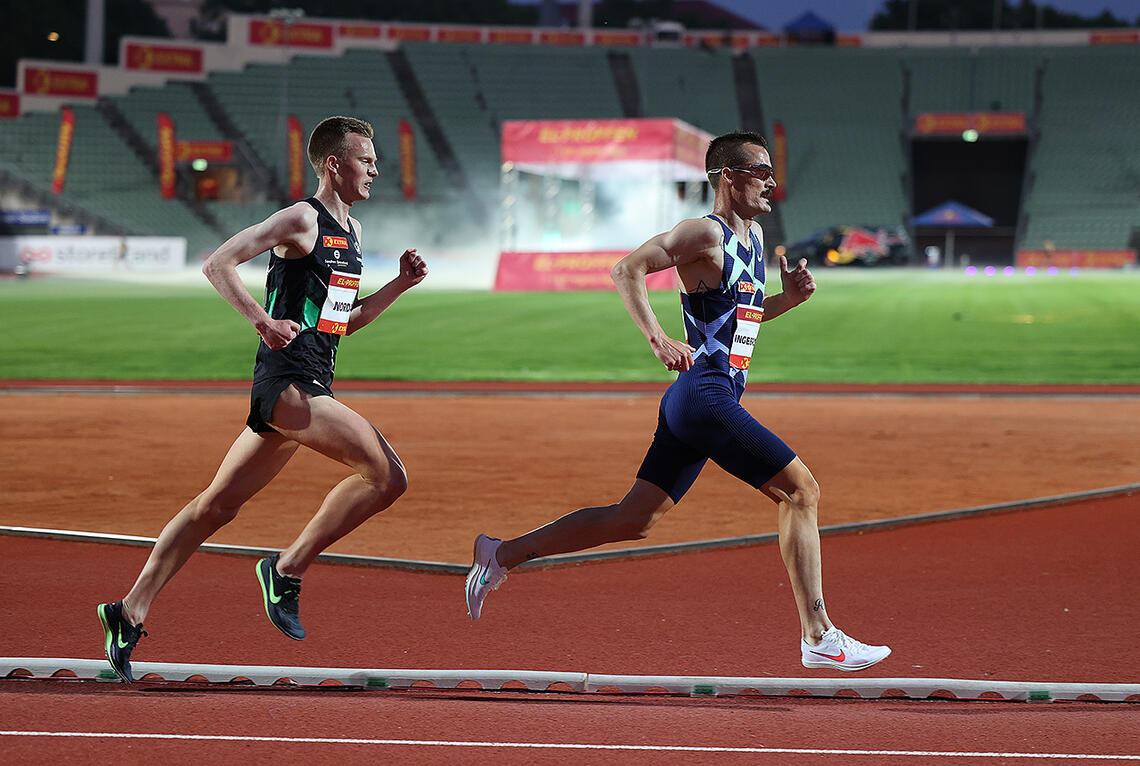 Narve Gilje Nordås og Henrik Ingebrigtsen løp fortere enn de noen gang før har gjort på henholdsvis 1500 og 5000 m. (Arkivfoto: Samuel Hafsahl) 