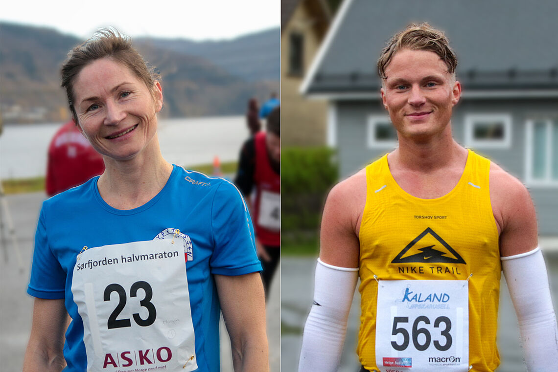 Ingen kunne true Maryna Novik og Sondre Øvre-Helland i årets Haugesund Avis Halvmaraton. (Arkivfoto: Arne Dag Myking)