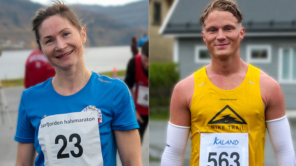 Ingen kunne true Maryna Novik og Sondre Øvre-Helland i årets Haugesund Avis Halvmaraton. (Arkivfoto: Arne Dag Myking)