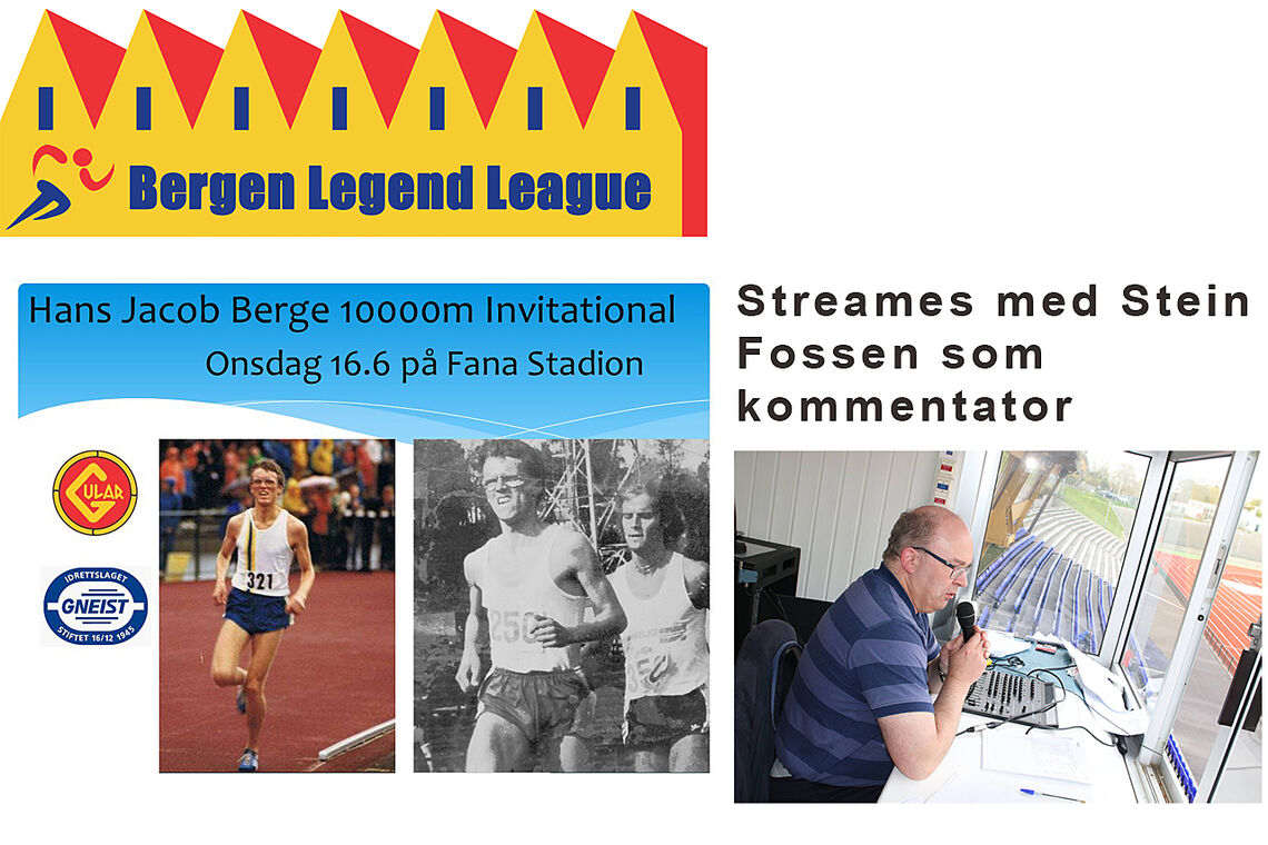 Stein Fossen skal kommentere Hans Jacob Berge 10 000 meter Invitational. Hele stevnet vil bli streamet.