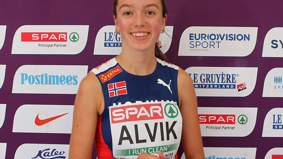 Sigrid Alvik etter dagens finaleløp på 3000 meter hinder. (Foto: Kjell Vigestad)