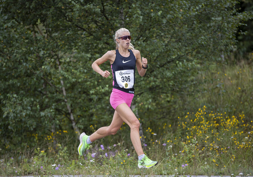 Marit Haslie løp 10 km på 36.38 og ble dermed nummer to i kvinneklassen.
