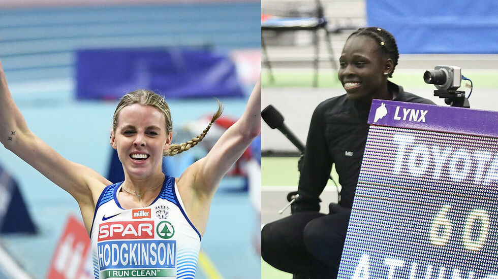 Både Athing Mu (til høyre) som vant, og Keely Hodgkinson som ble nummer to, satte nasjonale rekorder – på 1.55,21 og 1.55,88. (Arkivfoto: Det britiske friidrettsforbundet og Wikipedia) 