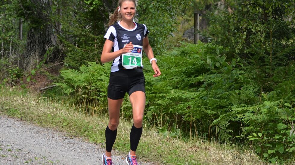 Maren Lie etter 36 km i sitt rekordløp på Kongsvinger. (Foto: Janne Slorafoss)