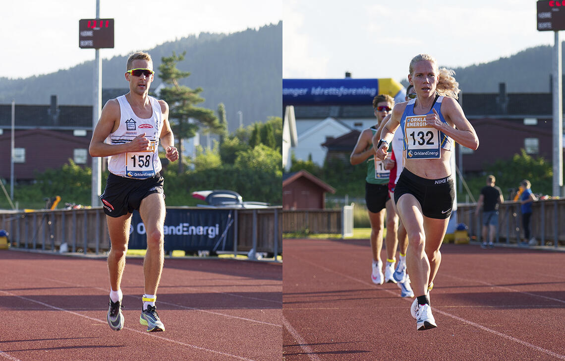Både Trond Ørjan Eide og Hanne Mjøen Maridal hadde gleden av å løpe i mål som vinnere av 10 kilometeren i Orkland EnergiMila. (Foto: Thomas Syrstad)