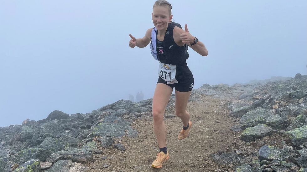 All grunn til å gi begge tomlene opp for Karoline Holsen Kyte i La Sportiva Skåla Opp i år. (Foto Christian Prestegård)