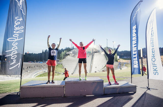 Karoline Kyte (midten) vant mens Anne Høyer (til venstre) ble nummer to og Linn Aanesland ble nummer tre. (Foto: Amando Abreu)