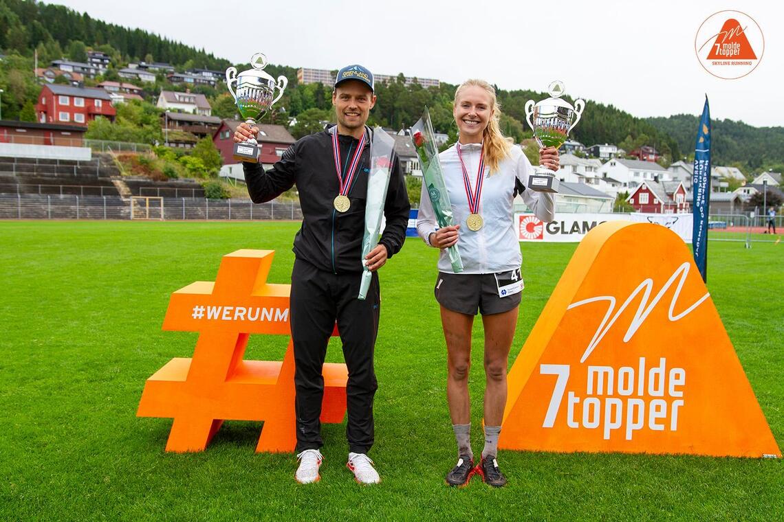 Tobias Dahl Fenre og Sylvia Nordskar vant NM terrengultra. (Foto: Daniel Kvalvik))