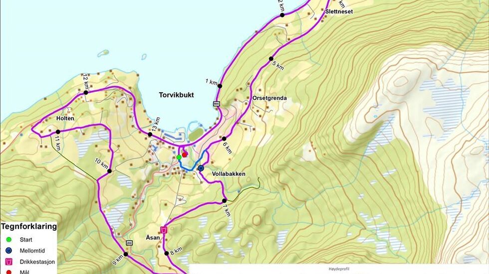 Løypekart Torvikbukt Rundt.