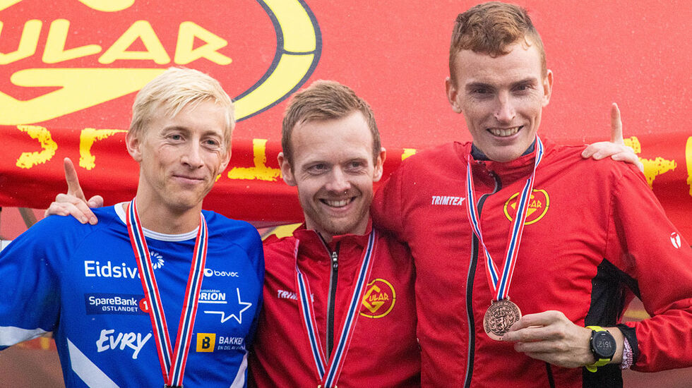 Premiepallen menn senior: Even Brøndbo Dahl, Bjørnar Sandnes Lillefosse og Marius Vedvik.