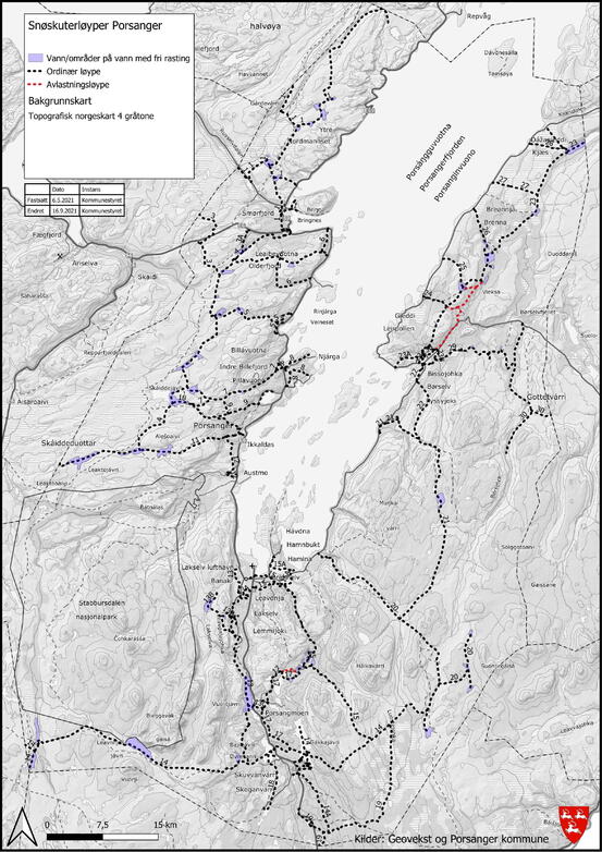 Kart over snøskuterløyper i Porsanger-1
