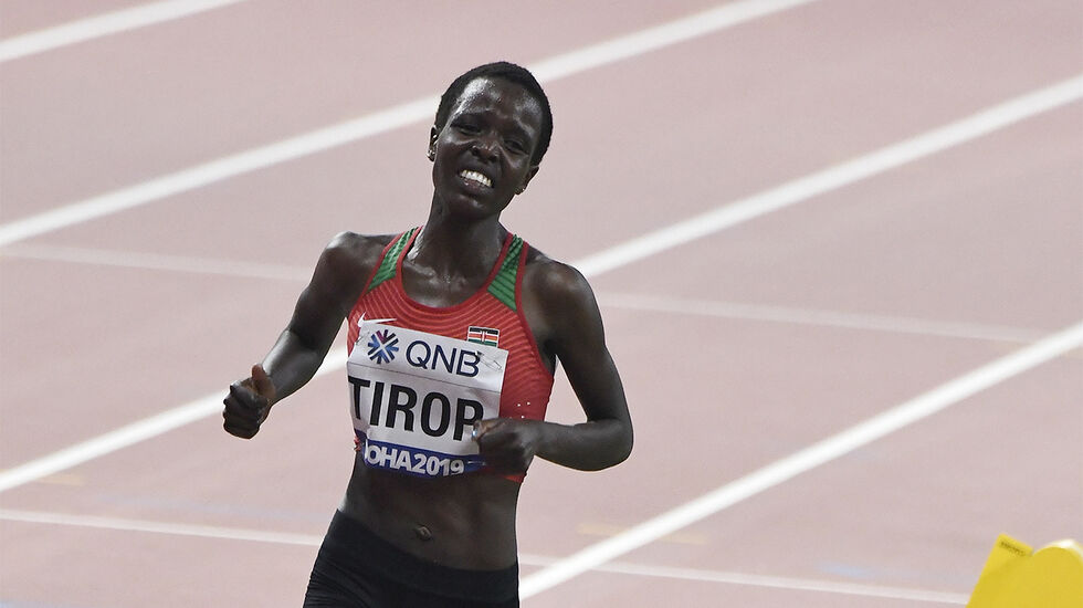 Agnes Tirop, her fotografert under VM i Doha i 2019, har gått bort. (Foto: Bjørn Johannessen) 