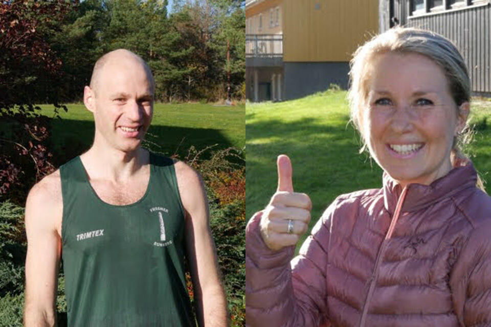 John Christian Deighan og Lise Lavoll Borgen-Johansen vant den 21. utgaven av Fredrikstad Maraton. (Foto: Rolf B. Gundersen)