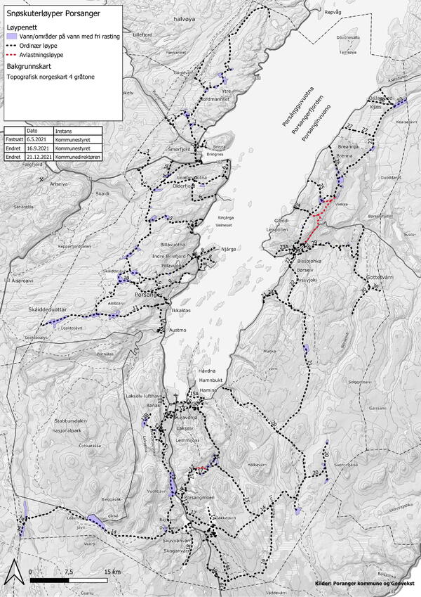 Kart over snøskuterløyper i Porsanger-1