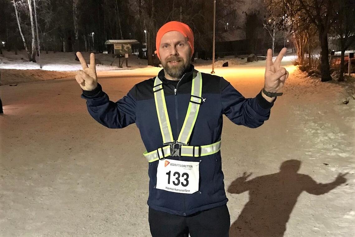 Kjell Aune fra Kjellmyra var den mest langveisfarende også i Hamarkarusellens 3.løp. (Foto: Arrangøren)