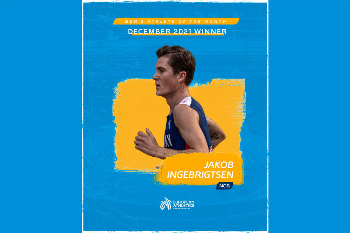 Jakob Ingebrigtsen ble kåret til månedens utøver av European Athletics (Foto: European Athletics)